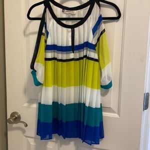 JLo flowing blouse with open shoulder